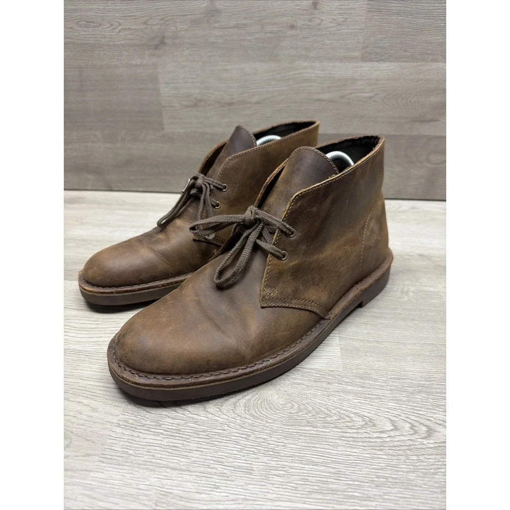 Clark's Men's Bushacre 2 Chukka Boots Size 10.5M Brown Leather Lace Up VERY NICE